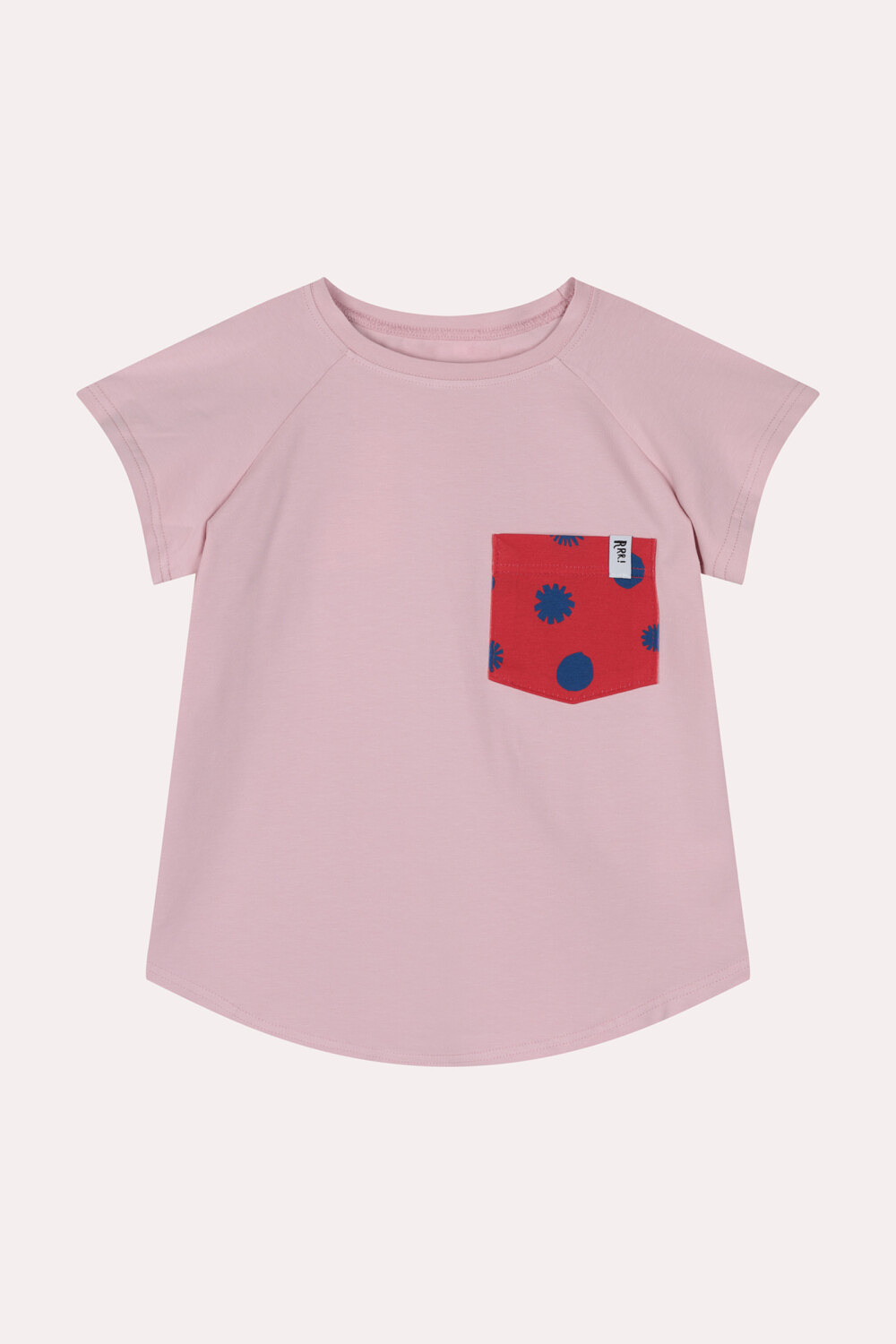 T-shirt różowy z kieszonką w kropki